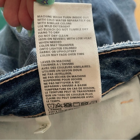 L'AGENCE Milana Westwood Blue Raw Hem Straight Leg Low Rise Stovepipe Jeans 28 - Picture 9 of 10